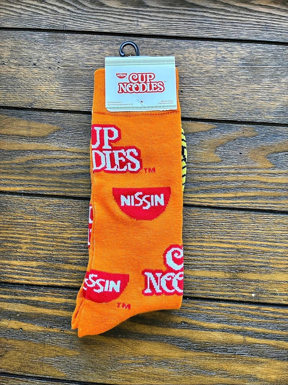 Cup Noodles Novelty Crew Socks Orange NWT